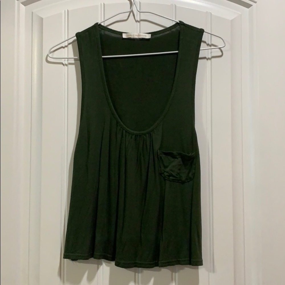Olive green flowy drop sleeve tank top